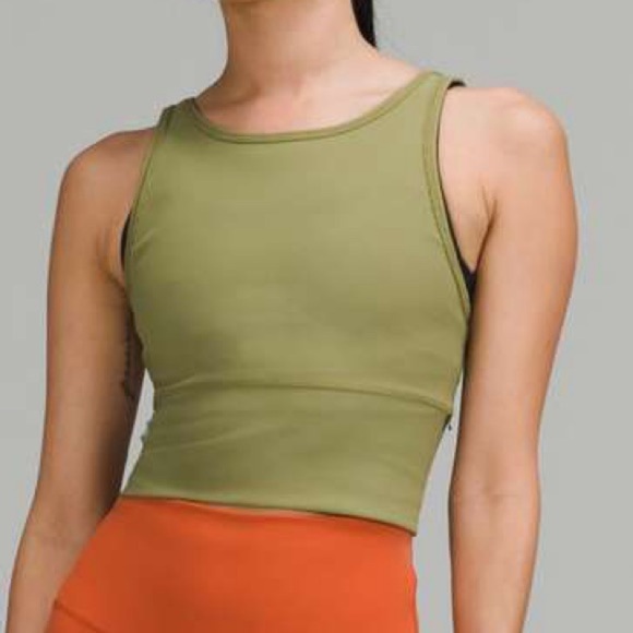Lululemon Power Pivot Ribbed Tank Top Bronze Green - Picture 1 of 4